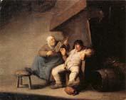 Adriaen van ostade A Peasant Couple in an  interior Sweden oil painting art